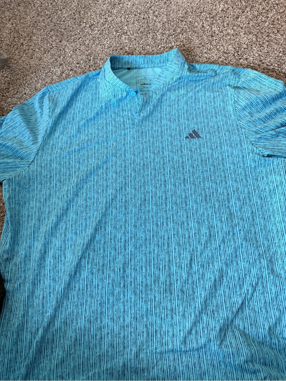 adidas Men’s Teal Heathered Short-Sleeve Polo